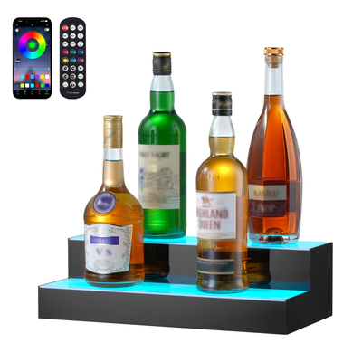 VEVOR LED Lighted Liquor Bottle Display Bar Shelf RF &amp; App Control 16&quot; 2-step
