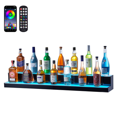 VEVOR LED Lighted Liquor Bottle Display Bar Shelf RF &amp; App Control 48&quot; 2-step