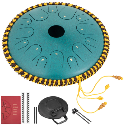VEVOR Tongue Drum 14 Notes Dish Shape Drum 14 Inches Dia. Χειροκίνητα κρουστά από καθαρό χαλκό ατσάλινο τύμπανο 14 νότες Ατσάλινο τύμπανο με διακόσμηση από σχοινί και σφύρες, τσάντα, βιβλίο μουσικής, ορυκτό πράσινο