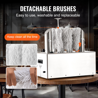 VEVOR Μηχάνημα στίλβωσης ποτηριών κρασιού 8-βούρτσες 660Cups/H for Bar Restaurant