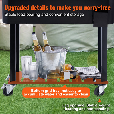 VEVOR Rolling Ice Chest Cooler Cart 80 Quart, Φορητό Bar Drink Cooler, Beverage Bar Stand Up Cooler με ρόδες, ανοιχτήρι μπουκαλιών, λαβές για βεράντα, πίσω αυλή, πάρτι και πισίνα, μαύρο, FDA