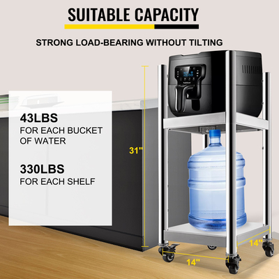 Βάση VEVOR Rice Warmer Stand 14\&quot; x 14\&quot; Βάση εξοπλισμού εστιατορίου Από ανοξείδωτο χάλυβα Θερμότερη βάση για σούσι με δύο κάτω ράφι Εμπορική βάση εξοπλισμού κουζίνας Βάση θερμότητας ρυζιού Εμπορική με ρόδες και δύο φρένα