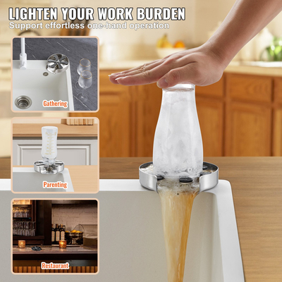 VEVOR Glass Rinser, 10 Powerful Spraying Jets 360° Rotating Cup Rinser για νεροχύτη, 304 Ανοξείδωτο ατσάλι με αντιολισθητικό μαξιλάρι σιλικόνης για μπιμπερό, γυάλινο κύπελλο, ποτήρι κρασιού (βάση σχεδίασης)