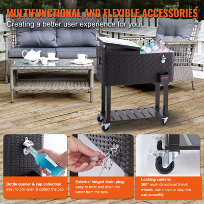 Κύλινδρο δροσερό κάρρο με το ποτό φραγμών αποστράγγισης υπαίθριων χώρων πάρτι ανοίγματος μπουκαλιών