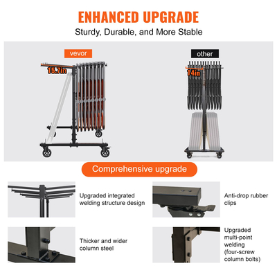 VEVOR Πτυσσόμενο καρότσι καρέκλας, φορητή στοιβαζόμενη καρέκλα μονής στρώσης, καρότσι με ράφι αποθήκευσης με χωρητικότητα 265 λίβρες για αποθήκευση 42 καρέκλες, θήκη για σιδερένιες καρέκλες βαρέως τύπου με 4 τροχούς, 2 ελαστικά κορδόνια, κάλυμμα