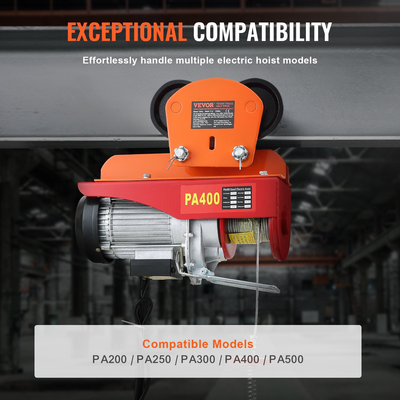 VEVOR Electric Hoist Manual Trolley, 1100 lbs/0,5 Ton Capacity for PA200 PA250 PA300 PA400 PA500, Push Beam Trolley with Dual Wheels, 2,36&quot;-4,72&quot; Ρυθμιζόμενο πλάτος καμπυλότητας φλάντζας για ευθεία