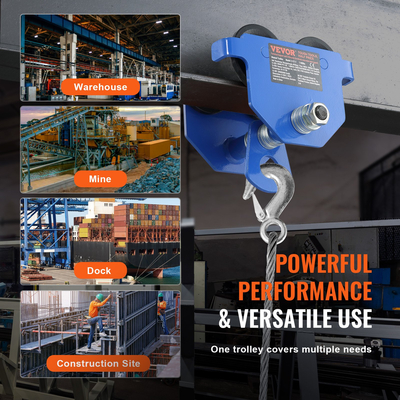 Χειροκίνητο καροτσάκι VEVOR, 1100 λίβρες/0,5 τόνους, 1100 λίβρες/0,5 τόνους Τρόλεϊ Push Beam με διπλούς τροχούς, ρυθμιζόμενο για πλάτος φλάντζας I-Beam 2,5&quot; έως 5,5&quot;, Ανυψωτικό γκαράζ από κράμα χάλυβα βαρέως τύπου για ευθεία καμπύλη δοκό I