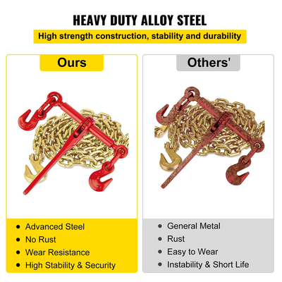 Ο συνδετήρας φορτίων αλυσίδων 5/16&quot; δεσμός κάτω από την εξάρτηση με την ικανότητα φορτίων εργασίας 6600και τους δύο γάντζους αρπακτικών, περιλαμβάνει (4) δεσμούς κροταλίδων 4) αλυσίδες 21&#039; βαθμού 80, συσκευασία φορτίων μεταφορών για το ρυμουλκό, ρυμούλκηση