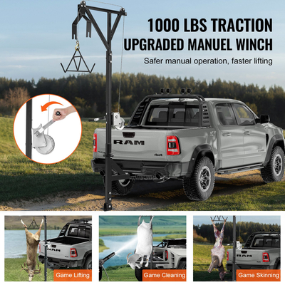 VEVOR Hitch Mounted Deer Hoist Hitch Game Hoist 600lbs Περιστρεφόμενο βαρούλκο με Gambrel