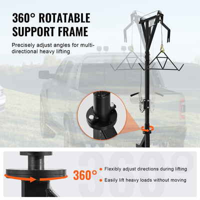 VEVOR Hitch Mounted Deer Hoist Hitch Game Hoist 600lbs Περιστρεφόμενο βαρούλκο με Gambrel