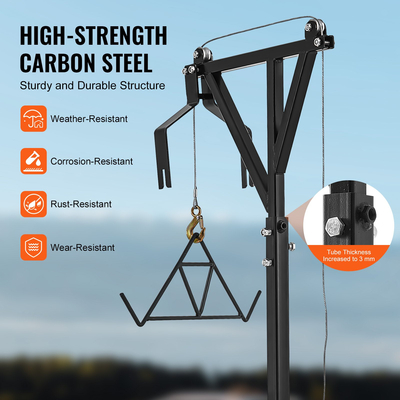 VEVOR Hitch Mounted Deer Hoist Hitch Game Hoist 600lbs Περιστρεφόμενο βαρούλκο με Gambrel