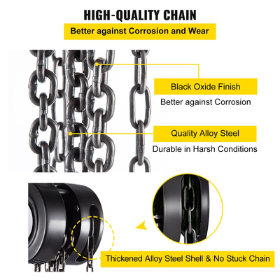 VEVOR Hand Chain Hoist, 2200 lbs /1 Ton Chain Block, 10ft/3m Lift Manual Hand Chain Block, Manual Hoist with Industrial-Grade Construction for Lifting Good in Transport &amp; Workshop Black