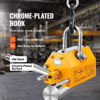 VEVOR Magnetic Lifter, 220 lbs/100 kg ικανότητα έλξης, 2,5 συντελεστής ασφάλειας, νεοδύμιο &amp; χάλυβας, μαγνήτης ανύψωσης με απελευθέρωση, μαγνήτες μόνιμης ανύψωσης, μαγνήτης βαρέως τύπου για ανυψωτικό, γερανός καταστήματος, μπλοκ, σανίδα