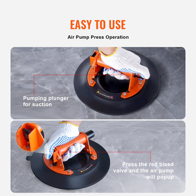 Βεντούζα VEVOR Glass, χωρητικότητα φορτίου 10&quot; 990 lbs, βεντούζα κενού με ατσάλινη λαβή &amp; κουτί μεταφοράς, βιομηχανικό εργαλείο ανύψωσης βεντούζας βαρέως τύπου για ανύψωση γυαλιού, γρανίτη, πλακιδίων, μετάλλου, ξύλινου πάνελ