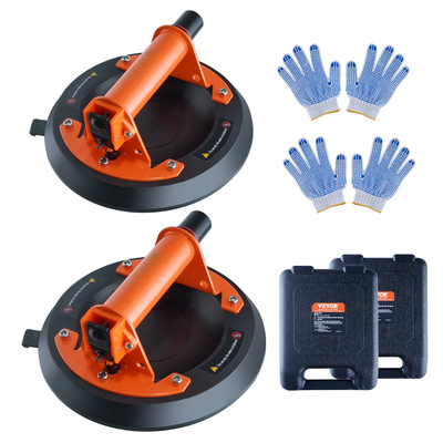 VEVOR Glass βεντούζα, 8&quot; 2 Pack χωρητικότητα φόρτωσης 615 lbs, βεντούζα κενού με ατσάλινη λαβή &amp; κουτί μεταφοράς, βαρέως τύπου βιομηχανικό εργαλείο ανύψωσης βεντούζας για γυαλί, γρανίτη, πλακάκια, μέταλλο, ανύψωση ξύλου
