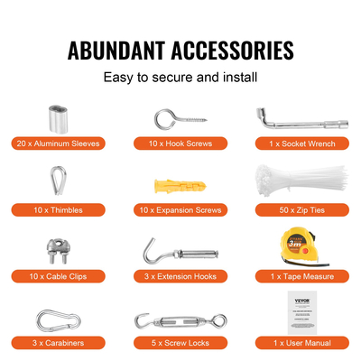 VEVOR T304 Καλώδιο από ανοξείδωτο χάλυβα 1/8&quot; 7x7 Ατσάλινο Συρματόσχοινο 100 ποδών Κάγκελα καλωδίου