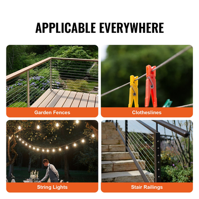 VEVOR T304 Καλώδιο από ανοξείδωτο χάλυβα 1/16&quot; 7x7 Ατσάλινο Συρματόσχοινο 66 ποδιών Κάγκελα καλωδίων