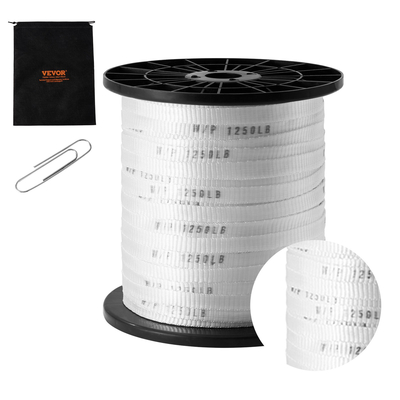 VEVOR Πολυεστερική ταινία έλξης, 1/2&quot; x 528&#039; Mule Tape Επίπεδο σχοινί, 1250 lbf εφελκυστική ικανότητα, τυπωμένη ταινία έλξης καλωδίου με πλέγμα για συσκευασία, κηπουρική, επαγγελματικά ηλεκτρικά, εργασίες αγωγών, λευκό