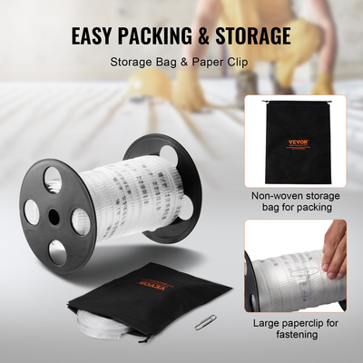 VEVOR Πολυεστερική ταινία έλξης, 5/8&quot; x 108&#039; Mule Tape Επίπεδο σχοινί, 2200 lbf εφελκυστική ικανότητα, τυπωμένη ταινία έλξης καλωδίου με πλέγμα για συσκευασία, κηπουρική, επαγγελματικά ηλεκτρικά, εργασίες αγωγών, λευκό