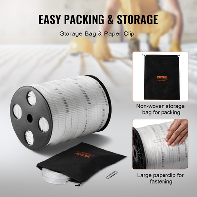 VEVOR Πολυεστερική ταινία έλξης, 5/8&quot; x 318&#039; Mule Tape Επίπεδο σχοινί, 2200 lbf εφελκυστική ικανότητα, τυπωμένη ταινία έλξης καλωδίου με πλέγμα για συσκευασία, κηπουρική, εμπορικά ηλεκτρικά, εργασίες αγωγών, λευκό