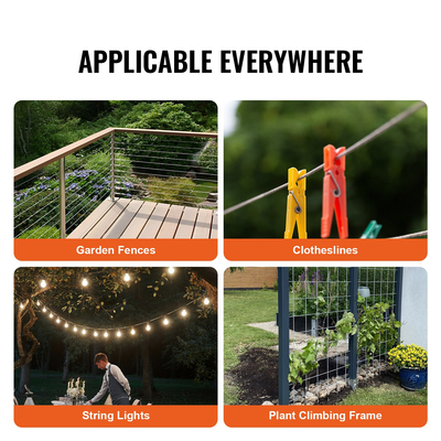 Καλώδιο VEVOR Carbon Steel 1/4&quot; 7x19 Strands Steel Wire Rode 250 ft Cable Rail