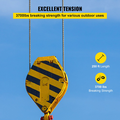 VEVOR 304 Καλώδιο από ανοξείδωτο ατσάλι 3/16 ιντσών 7 x 19 ατσάλινο συρματόσχοινο 250 πόδια Ατσάλινο καλώδιο για κάγκελα καταστρώματος DIY κιγκλίδωμα