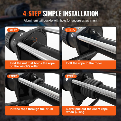 VEVOR Συνθετικό σχοινί βαρούλκου, 3/8 ίντσες x 100 πόδια 26.500 λίβρες Συνθετικό σχοινί καλωδίου βαρούλκου με προστατευτικό μανίκι + σφυρήλατο άγκιστρο βαρούλκου + ιμάντα έλξης, γενική εφαρμογή για SUV, μεγάλο όχημα εκτός δρόμου, φορτηγό