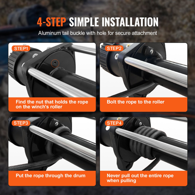 VEVOR Synthetic Winch Rope, 3/8 Inch x 85 Feet 26.500 lbs Synthetic Winch Line Cable Rope with Protective Sleeve + σφυρήλατο άγκιστρο βαρούλκου + ιμάντα έλξης, Universal εφαρμογή για SUV, μεγάλο όχημα εκτός δρόμου, φορτηγό