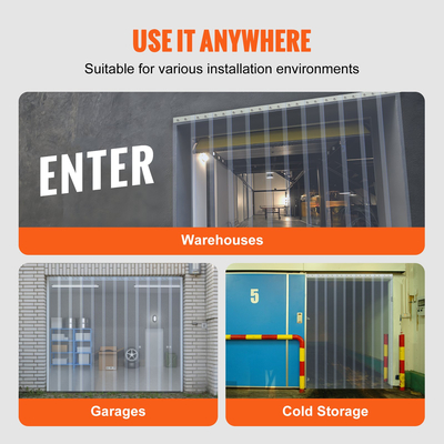 VEVOR strip curtain, 100&#039; Length x 12&quot; Width x 0,12&quot; Door, Clear PVC Smooth Curtain strip Door Bulk Roll, Πλαστικές λωρίδες πόρτας για την πόρτα του σούπερ μάρκετ, γκαράζ, αποθήκη, αχυρώνα, σπίτι ζώων συντροφιάς