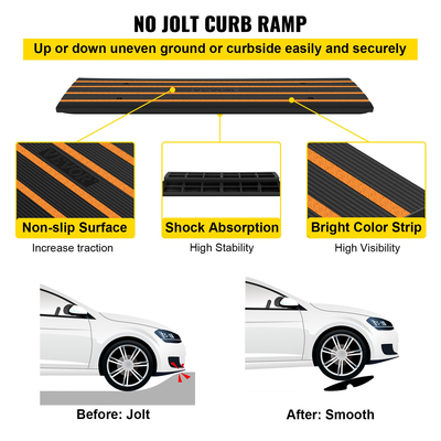 VEVOR Driveway Curb Ramp, 3 πακέτα 1 Channel Curb Bridge, 22046lbs Capacity Rubber Driveway Curb Bridge, Rise Curbside Bridge Ramp 2,6&quot; for Driveway, Loading Dock, Garage, Sideway, Car, Truck, Scooter