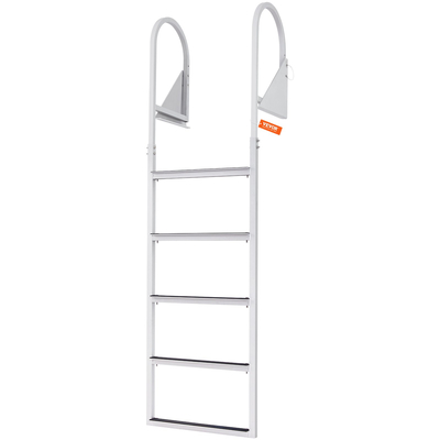 Σκάλα VEVOR Dock, Flip-Up 5 σκαλοπάτια, χωρητικότητα φόρτωσης 350 lbs, σκάλα Pontoon σκάφους από κράμα αλουμινίου με πλατύ σκαλοπάτι 2&#039;&#039; &amp; αντιολισθητικό ελαστικό χαλάκι, εύκολη εγκατάσταση για επιβίβαση σε πλοίο/λίμνη/πισίνα/θαλάσσιο