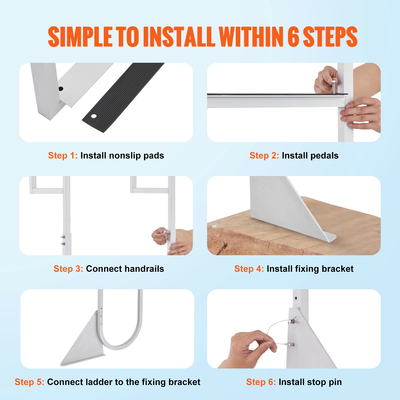 Σκάλα VEVOR Dock, Flip-Up 3 σκαλοπάτια, χωρητικότητα φόρτωσης 350 lbs, σκάλα σκάφους Pontoon από κράμα αλουμινίου με φαρδύ σκαλοπάτι 2&#039;&#039; &amp; αντιολισθητικό ελαστικό χαλάκι, εύκολη εγκατάσταση για επιβίβαση σε πλοίο/λίμνη/πισίνα/θαλάσσιο