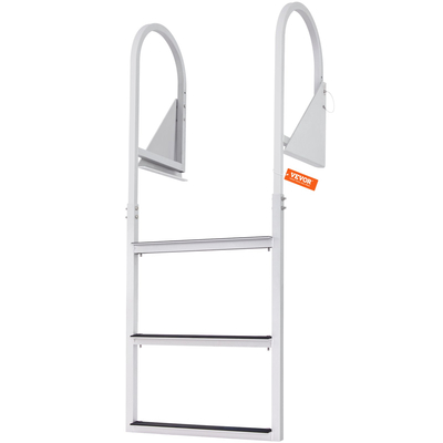 Σκάλα VEVOR Dock, Flip-Up 3 σκαλοπάτια, χωρητικότητα φόρτωσης 350 lbs, σκάλα σκάφους Pontoon από κράμα αλουμινίου με φαρδύ σκαλοπάτι 2&#039;&#039; &amp; αντιολισθητικό ελαστικό χαλάκι, εύκολη εγκατάσταση για επιβίβαση σε πλοίο/λίμνη/πισίνα/θαλάσσιο