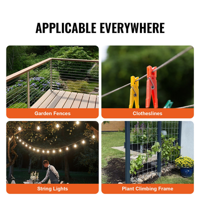 VEVOR T304 Καλώδιο από ανοξείδωτο χάλυβα 1/8&quot; 7x7 Ατσάλινο Συρματόσχοινο 100 ποδών Κάγκελα καλωδίου