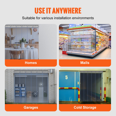 VEVOR λωρίδα κουρτίνα PVC Κουρτίνα πόρτας 38&quot; x 84&quot; Cooler Freezer Clear Plastic