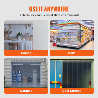 VEVOR strip κουρτίνα PVC Κουρτίνα πόρτας 72&quot; x 96&quot; Cooler Freezer Clear Plastic