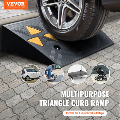 VEVOR Rubber Curb Ramp 4,25&quot; Rise Height Sidewalk Curb Ramp, 11,8&quot; Width 19,7&quot; Length Ramp for Curb, 15T Heavy Duty Rubber Ramp για περονοφόρα, φορτηγά, λεωφορεία, αυτοκίνητα, αναπηρικά καροτσάκια, ποδήλατα