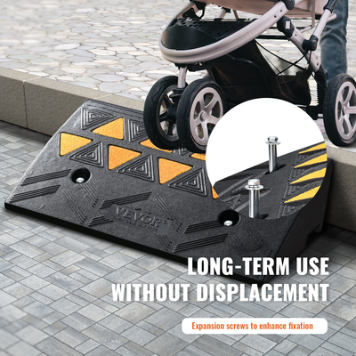 VEVOR Rubber Curb Ramp 4,25&quot; Rise Height Sidewalk Curb Ramp, 11,8&quot; Width 19,7&quot; Length Ramp for Curb, 15T Heavy Duty Rubber Ramp για περονοφόρα, φορτηγά, λεωφορεία, αυτοκίνητα, αναπηρικά καροτσάκια, ποδήλατα