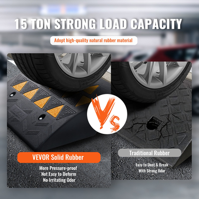 VEVOR Rubber Curb Ramp 2 Pack, 6&quot; Rise Height Heavy-Duty 33069 lbs/15 T ράμπες κατωφλίου χωρητικότητας, ράμπες οδήγησης με σταθερή δομή πλέγματος για αυτοκίνητα, αναπηρικά αμαξίδια, ποδήλατα, μοτοσικλέτες
