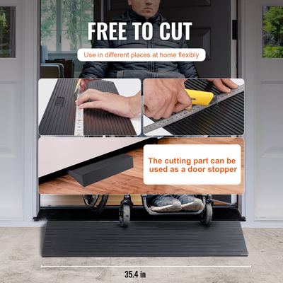 VEVOR 1,2&quot; ράμπα κατωφλιού με δυνατότητα κοπής για ρομπότ σκουπίσματος, φαρδιά ράμπα αναπηρικού αμαξιδίου 35,4&quot; από φυσικό καουτσούκ, αντιολισθητική ράμπα από συμπαγές καουτσούκ με ταινία διπλής όψης για πόρτες, δρόμους, μπάνιο, λεία πλακάκια