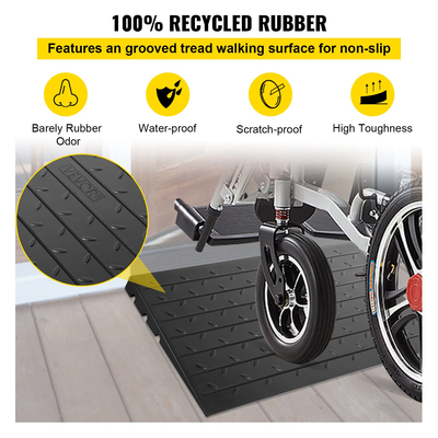 VEVOR Rubber Threshold Ramp, 2,6\&quot; Ράμπα ράμπας ανόδου, Κάλυμμα καλωδίου 3 καναλιών Rubber Solid Threshold Ramp, Καουτσούκ γωνιακή ράμπα εισόδου 2202 Lbs Χωρητικότητα φορτίου για αναπηρικό αμαξίδιο και σκούτερ