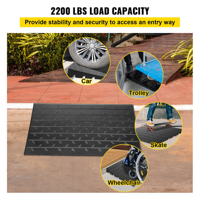 VEVOR Rubber Threshold Ramp, 2,6\&quot; Ράμπα ράμπας ανόδου, Κάλυμμα καλωδίου 3 καναλιών Rubber Solid Threshold Ramp, Καουτσούκ γωνιακή ράμπα εισόδου 2202 Lbs Χωρητικότητα φορτίου για αναπηρικό αμαξίδιο και σκούτερ