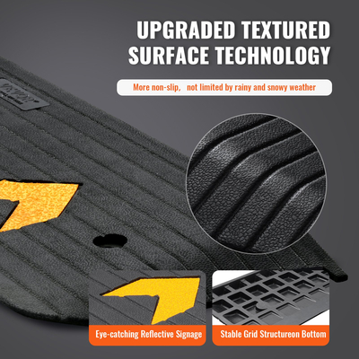 VEVOR Αναβαθμισμένη ράμπα κατωφλίου από καουτσούκ, 1&quot; Πόρτα ράμπας ράμπας αναπηρικής πολυθρόνας, φυσική ράμπα κρασιού με ικανότητα φόρτωσης 33069 lbs, αντιολισθητική υφή επιφάνεια από καουτσούκ για αναπηρική καρέκλα και σκούτερ