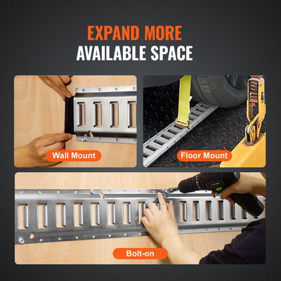 VEVOR E Track Tie-Down Rail Kit, 34PCS 5FT E-Tracks Set Περιλαμβάνει 8 χαλύβδινες ράγες &amp; 2 μονή υποδοχή &amp; 8 O rings &amp; 8 Tie-Off με D-Ring &amp; 8 End Caps, Αξεσουάρ ασφάλισης για φορτίο, μοτοσικλέτες και Ποδήλατα