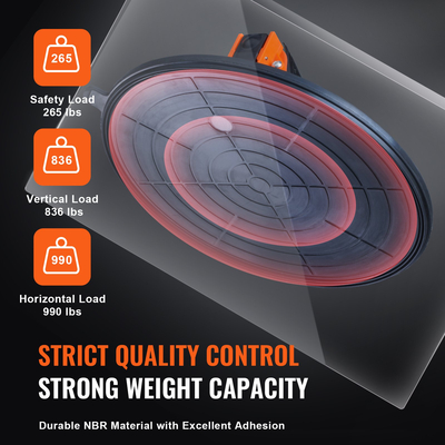 Βεντούζα VEVOR Glass, χωρητικότητα φορτίου 10&quot; 990 lbs, βεντούζα κενού με ατσάλινη λαβή &amp; κουτί μεταφοράς, βιομηχανικό εργαλείο ανύψωσης βεντούζας βαρέως τύπου για ανύψωση γυαλιού, γρανίτη, πλακιδίων, μετάλλου, ξύλινου πάνελ