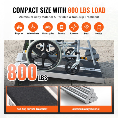 Φορητή ράμπα αναπηρικής πολυθρόνας VEVOR, χωρητικότητα 3 ft 800 lbs, αντιολισθητική ράμπα κατωφλίου από αλουμίνιο, αναδιπλούμενη ράμπα αναπηρικής καρέκλας για σκούτερ κινητικότητας, ράμπα αναπηρίας για σκαλοπάτια στο σπίτι, σκάλες, πόρτες, κράσπεδα