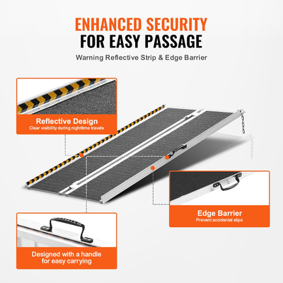 Φορητή ράμπα αναπηρικής πολυθρόνας VEVOR, χωρητικότητα 5 ft 800 lbs, αντιολισθητική ράμπα κατωφλίου από αλουμίνιο, αναδιπλούμενη ράμπα αναπηρικής καρέκλας για σκούτερ κινητικότητας, ράμπα αναπηρίας για σκαλοπάτια στο σπίτι, σκάλες, πόρτες, κράσπεδα