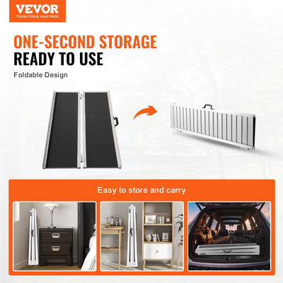 Φορητή ράμπα αναπηρικής πολυθρόνας VEVOR, χωρητικότητα 6 ft 800 lbs, αντιολισθητική ράμπα κατωφλίου από αλουμίνιο, αναδιπλούμενη ράμπα αναπηρικής καρέκλας για σκούτερ κινητικότητας, ράμπα αναπηρίας για σκαλοπάτια στο σπίτι, σκάλες, πόρτες, κράσπεδα