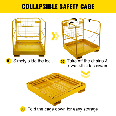 VEVOR 36Inch X 36Inch Forklift Work Platform Forklift Safety Cage 1102Lbs/500Kg Χωρητικότητα Σταθερότητα Εναέριο φράχτη Ασφαλής Αντισκουριά Αντιολισθητικός εσωτερικός χώρος εξωτερικού χώρου