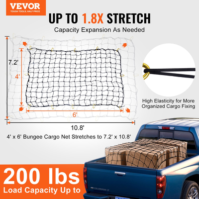 VEVOR Cargo Net Heavy Duty Bungee Cargo Net 7,2&#039; x 10,8&#039; τεντώσιμο για φορτηγά
